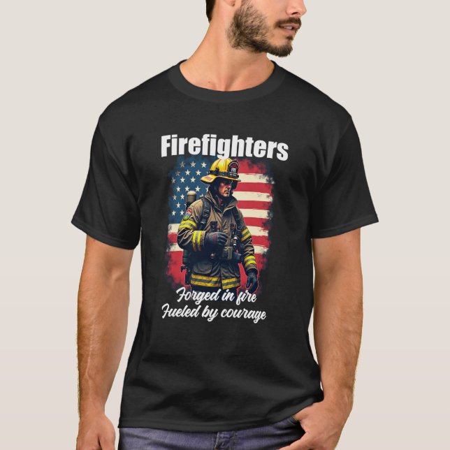 American Firefighter Tee – Forged in Fire for Men (Front)