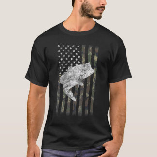 American Fish Fishing Patriotic USA Flag For Men W T-Shirt