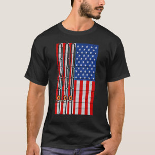 American Fish Flag Fishing Pole Rod Fishing  Fishe T-Shirt