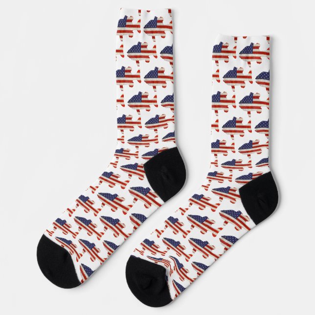American Fish Flag On White Socks (Left)
