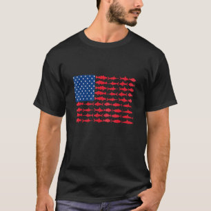 American Fish Flag Saltwater Fishing Boating Campi T-Shirt