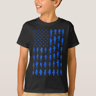 American Fish Silhouette Flag Patriotic Artwork T-Shirt