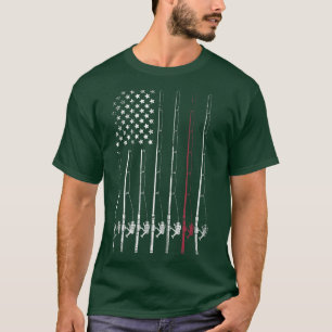 American Fisherman Flag Fishing Lover Fishing Rod T-Shirt