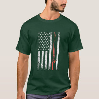 American fishing rod flag Fisherman  T-Shirt