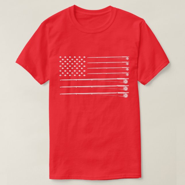 American Fishing Rod Flag Fisherman Us 11  T-Shirt (Design Front)