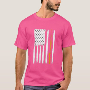 American Fishing Rod Flag Fisherman Us 19 T-Shirt