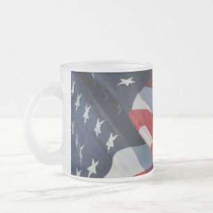 American Flag 10 oz Frosted Glass Mug
