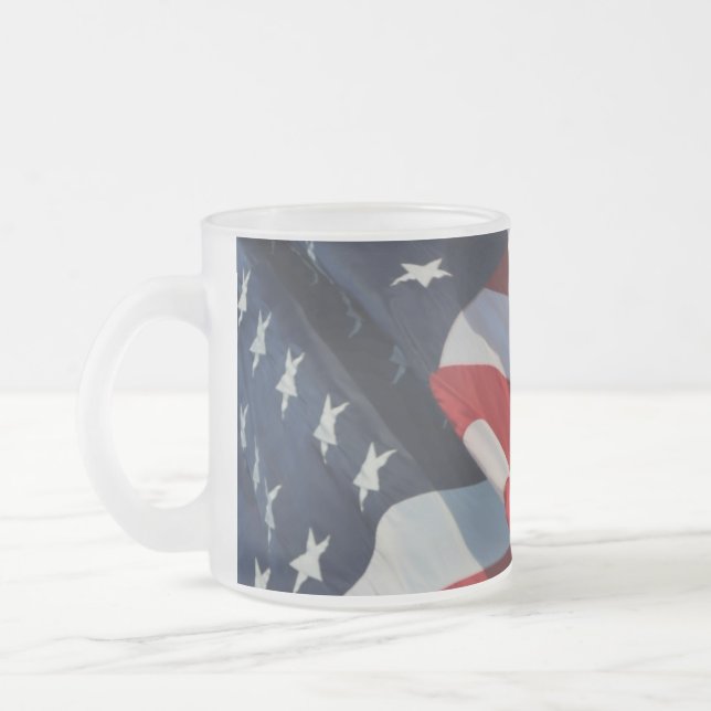 American Flag 10 oz Frosted Glass Mug (Left)