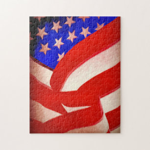 American Flag 11x14 Photo Puzzle with Gift Box