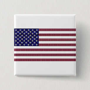 American Flag 15 Cm Square Badge