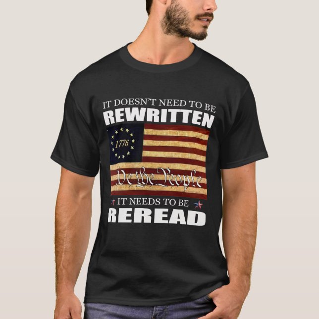 American Flag 1776 We The People Bill of Rights T-Shirt (Front)