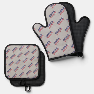 American Flag 2024 Fourth Of July Pot Holder Oven Mitt & Pot Holder Set