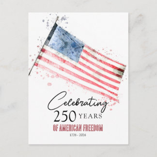 American Flag 250 Years Freedom 4th of July Party Postcard