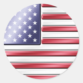 American Flag 2 - USA - Metallic Classic Round Sticker