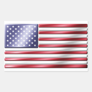 American Flag 2 - USA - Metallic Rectangular Sticker