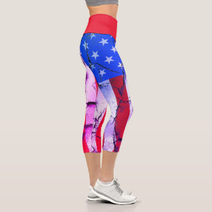 American Flag 4 Th Of July Celebration  Capri Leggings