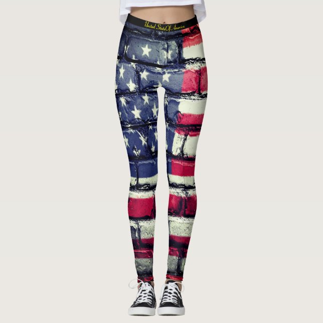 American Flag 4 Th Of July Celebration  Leggings (Front)