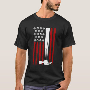 American Flag 4Th July Carpentry Woodworking Carpe T-Shirt