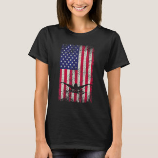 American Flag 4th July Independence Day Swimming S T-Shirt