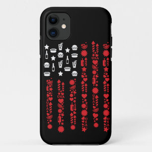 american flag 4th july picnic fireworks white iPhone 11 case