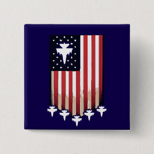 American Flag 4th of July-65079 15 Cm Square Badge
