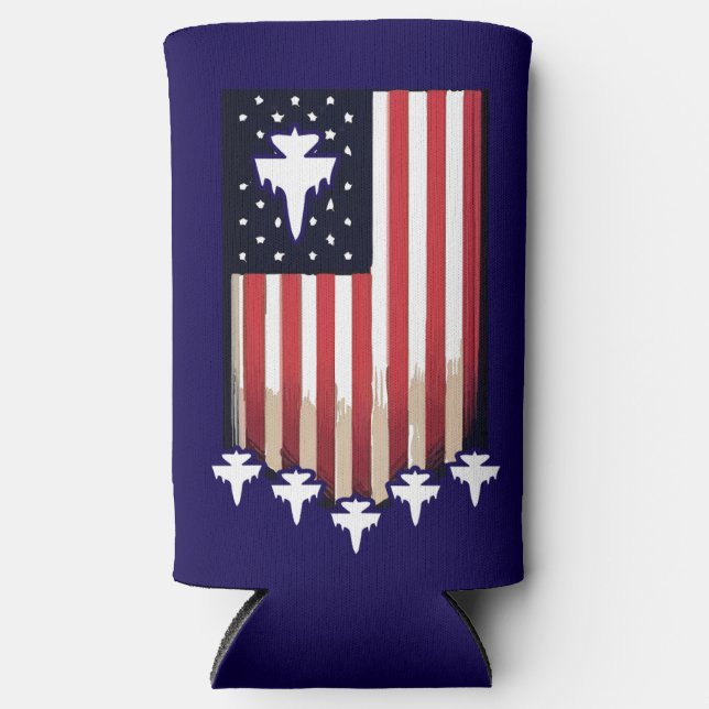 American Flag 4th of July-65079 Seltzer Can Cooler (Front)