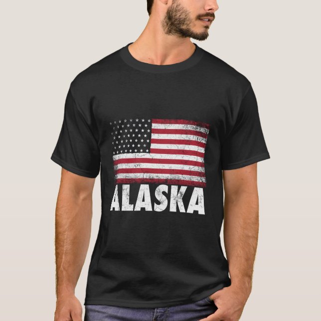 American Flag 4Th Of July Alaska Patriotic T-Shirt (Front)