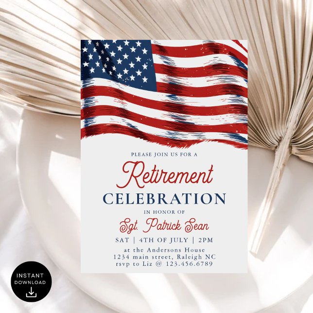  American Flag 4th of July Army Retirement Invitation (Creator Uploaded)