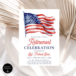 American Flag 4th of July Army Retirement Invitation
