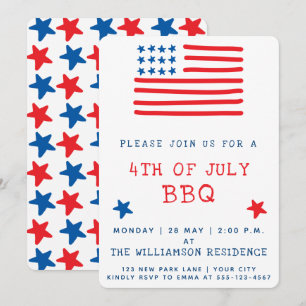 American Flag 4th of July BBQ Invitation