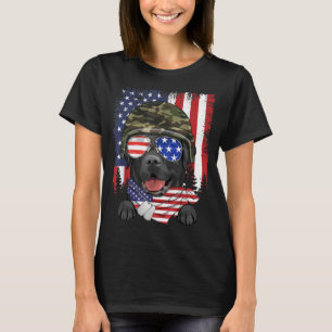 American Flag 4th of July Black Labrador Veteran D T-Shirt