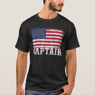 American Flag 4th of July Captain for Boat Owners T-Shirt