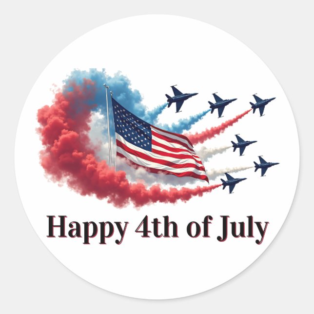 American Flag, 4th of July Classic Round Sticker (Front)