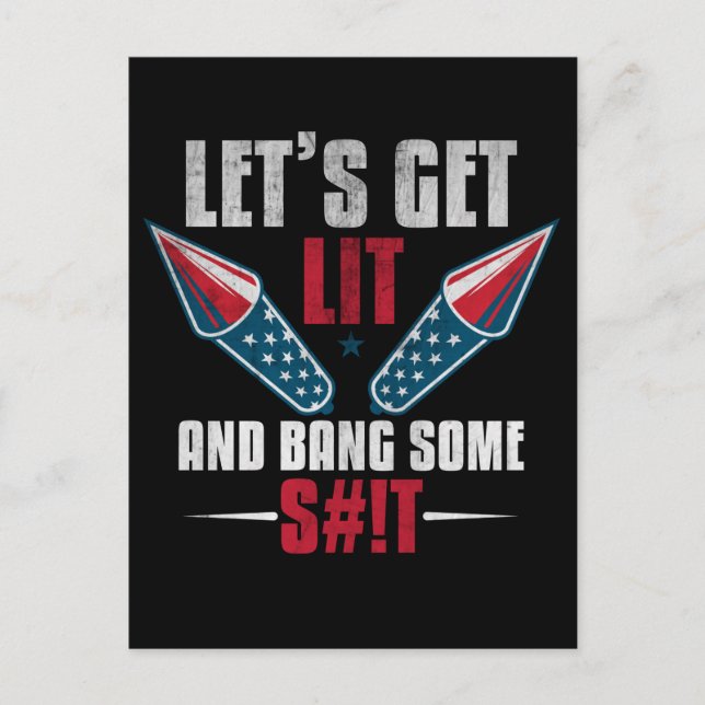 American Flag 4th of July Fireworks Celebration Postcard (Front)