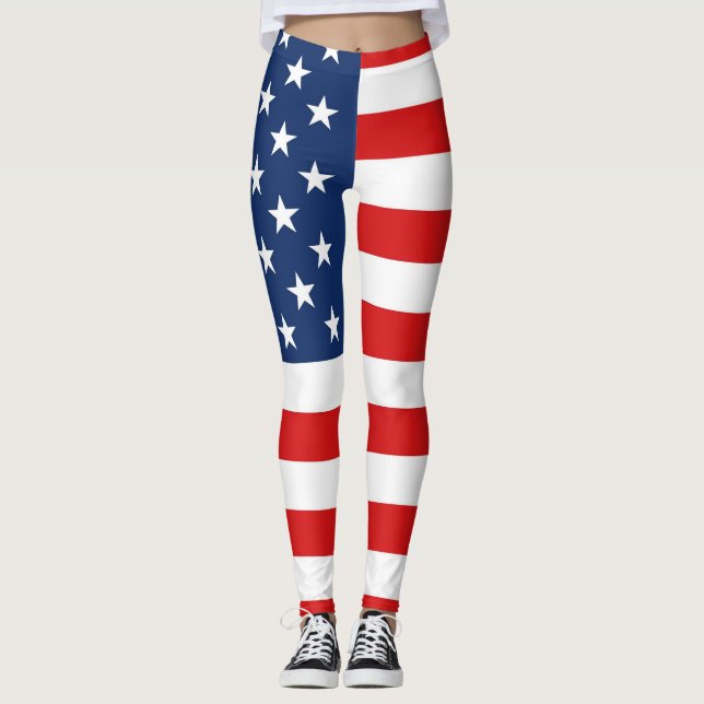 American Flag 4th of July Leggings (Front)