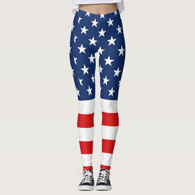 American Flag 4th of July Leggings (Front)