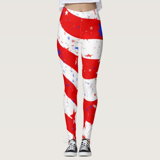 American Flag 4th of July Leggings (Front)