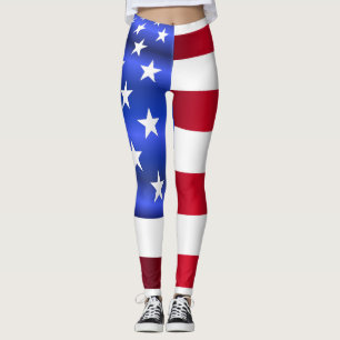 American Flag 4th of July Leggings