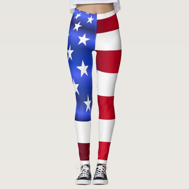 American Flag 4th of July Leggings (Front)