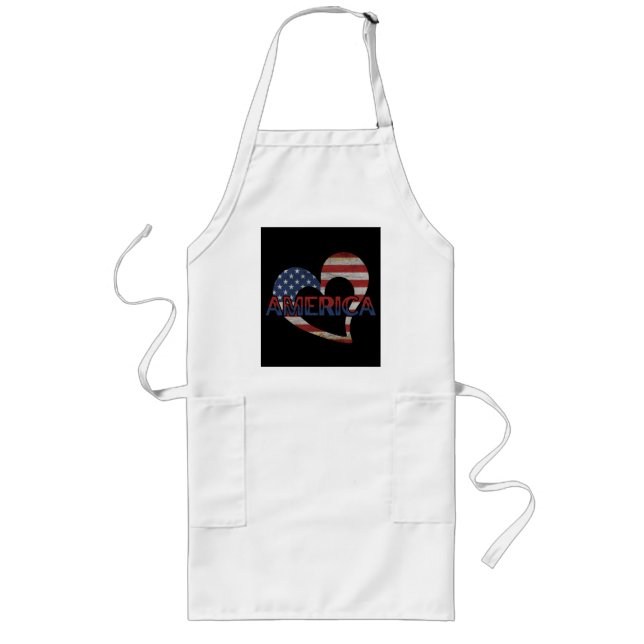AMERICAN FLAG 4TH OF JULY  LOVE AMERICA  FATHERS D LONG APRON (Front)