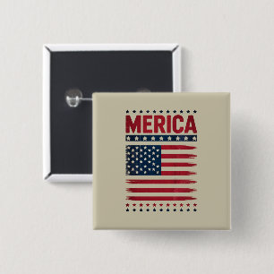 American Flag 4th of July Merica 15 Cm Square Badge