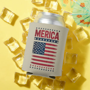 American Flag 4th of July Merica Can Cooler