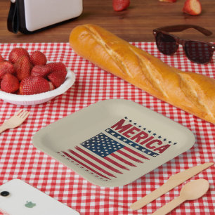 American Flag 4th of July Merica Paper Plate