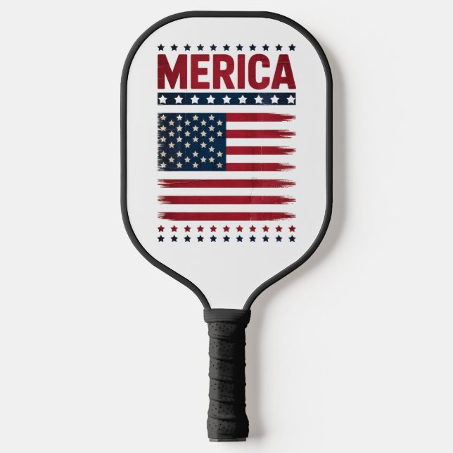 American Flag 4th of July Merica Pickleball Paddle (Front)