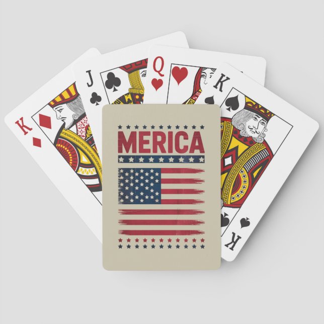 American Flag 4th of July Merica Playing Cards (Back)