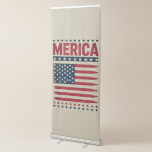 American Flag 4th of July Merica Retractable Banner