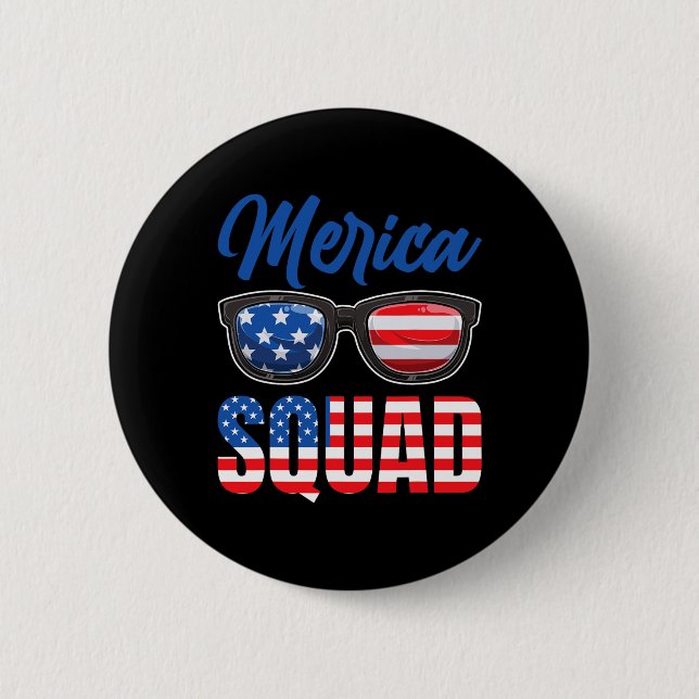 American Flag 4th Of July Merica Squad  6 Cm Round Badge (Front)