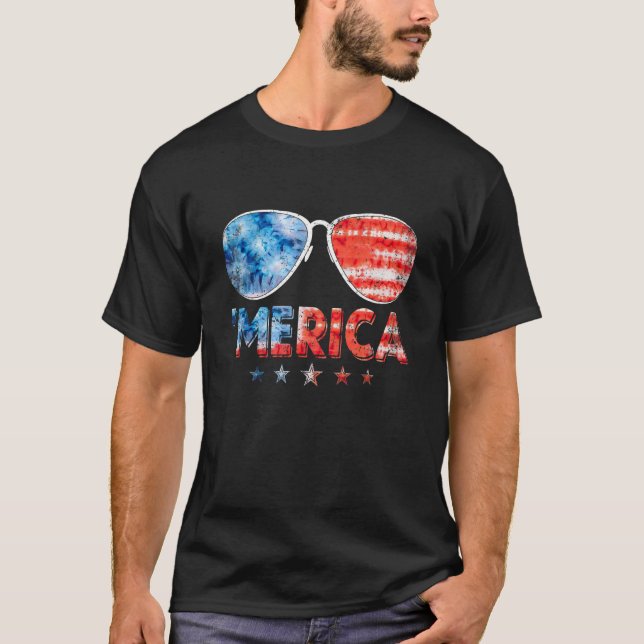American Flag 4th Of July Merica Sunglasses Family T-Shirt (Front)