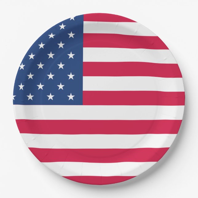 American Flag | 4th of July Paper Plate (Front)
