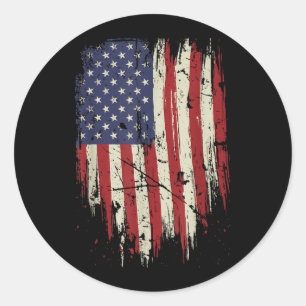 American Flag 4th of July Patriotic USA Graphic Classic Round Sticker